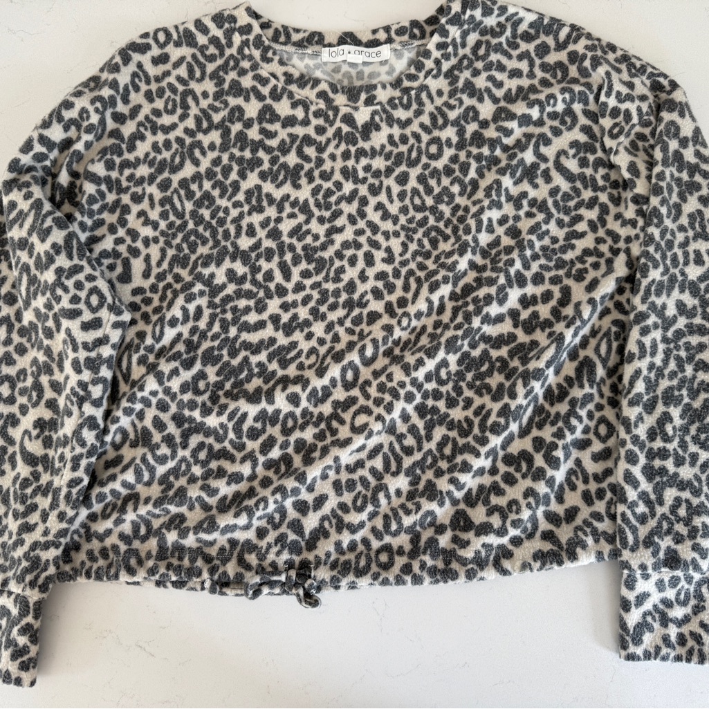Leopard Print Long Sleeve Fuzzy Top